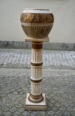 Ornate Pedestal Terracotta Cherub Planter Stand