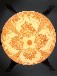 Ornate Pendent with Full Floral Stenciled Globe