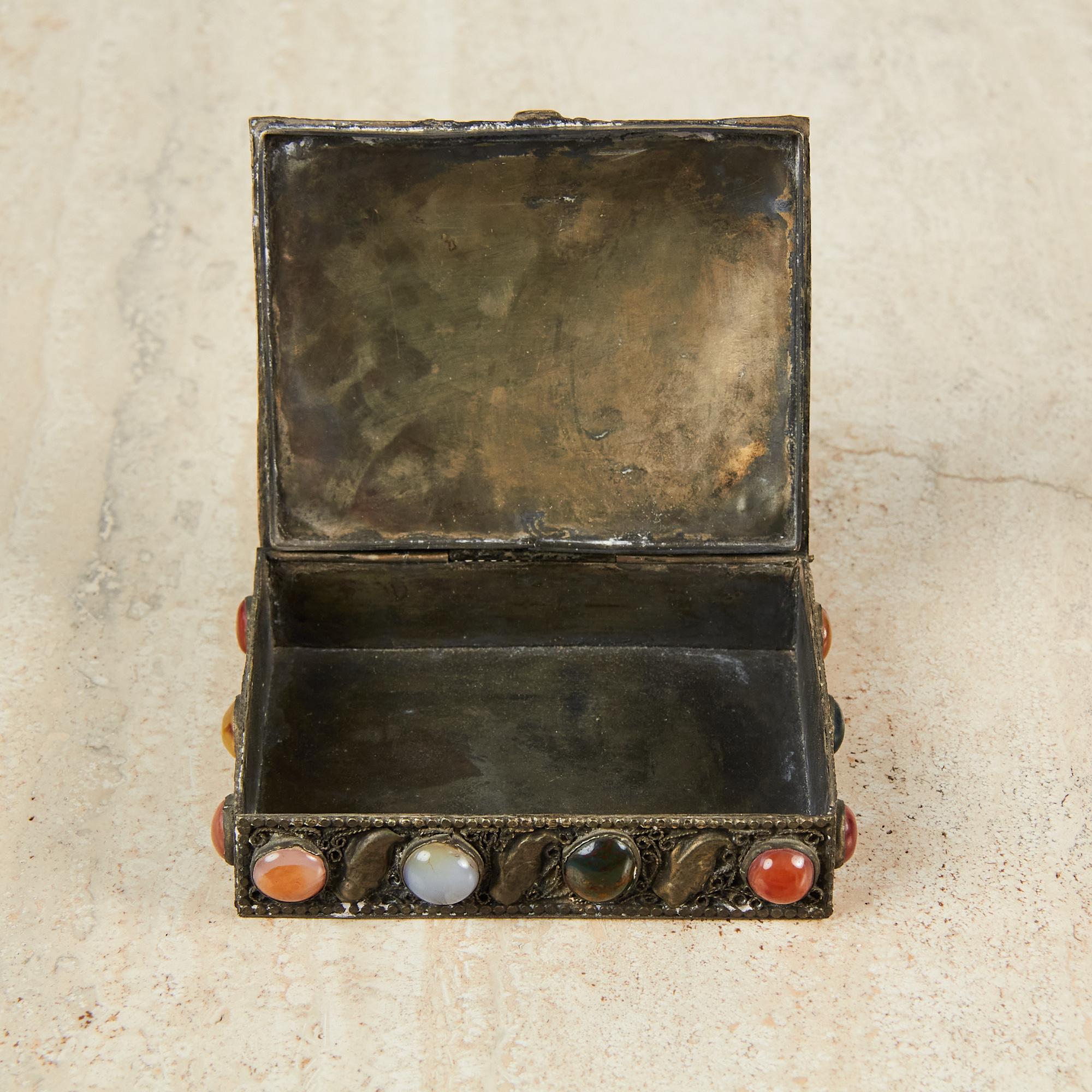 Ornate Pewter Box with Mixed Stones 3