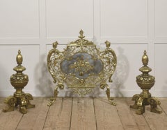 Ornate Pierced Brass Fire Screen