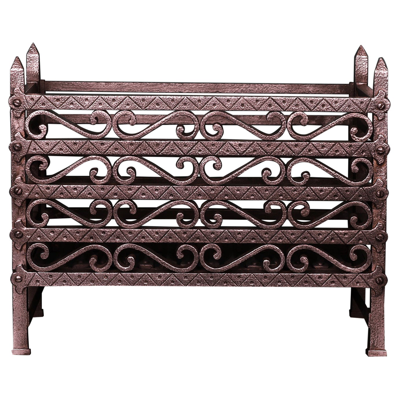 Ornate Polished Wrought Fire Basket