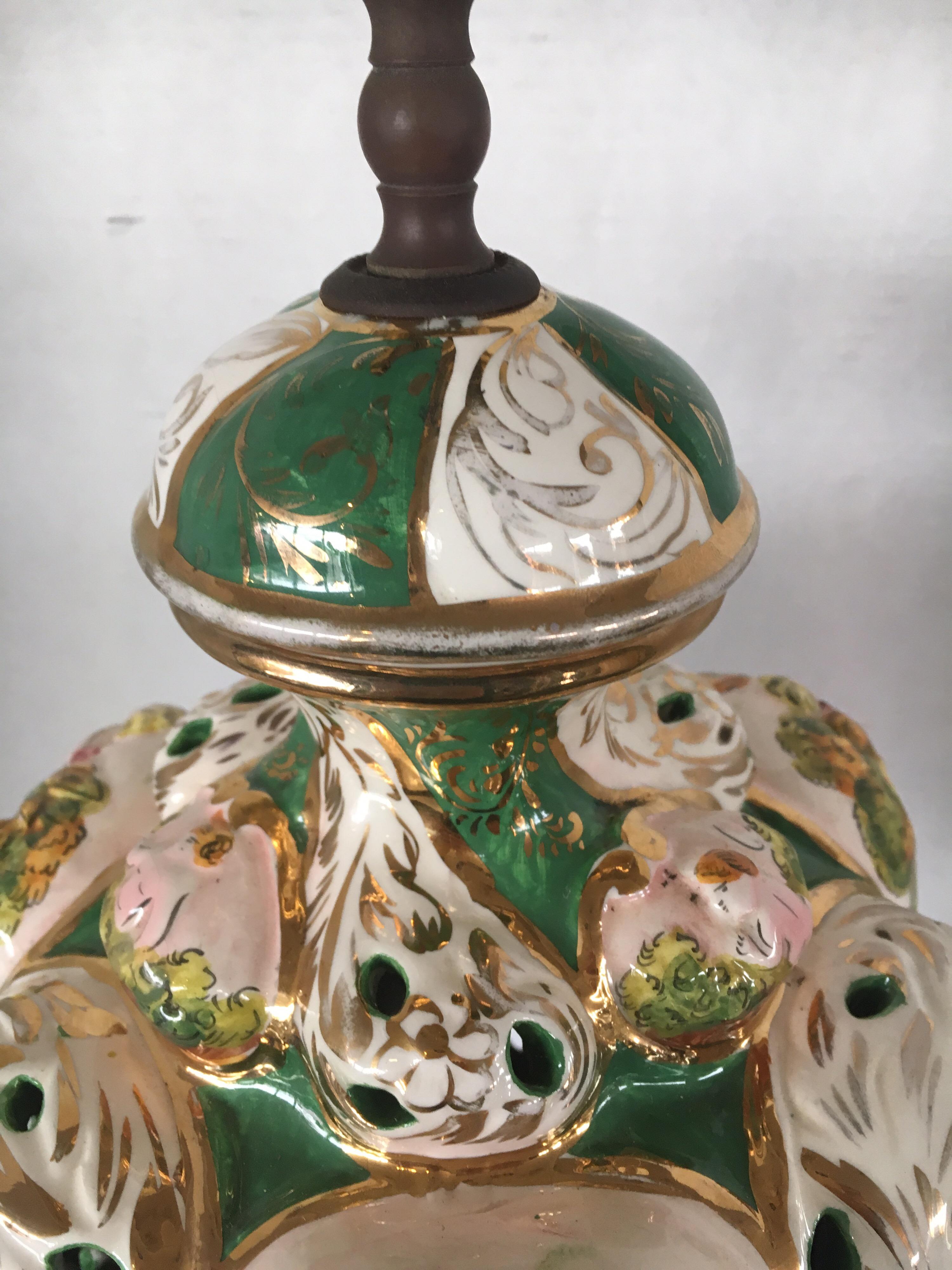 Ornate Porcelain Table Lamp Made in Italy 4