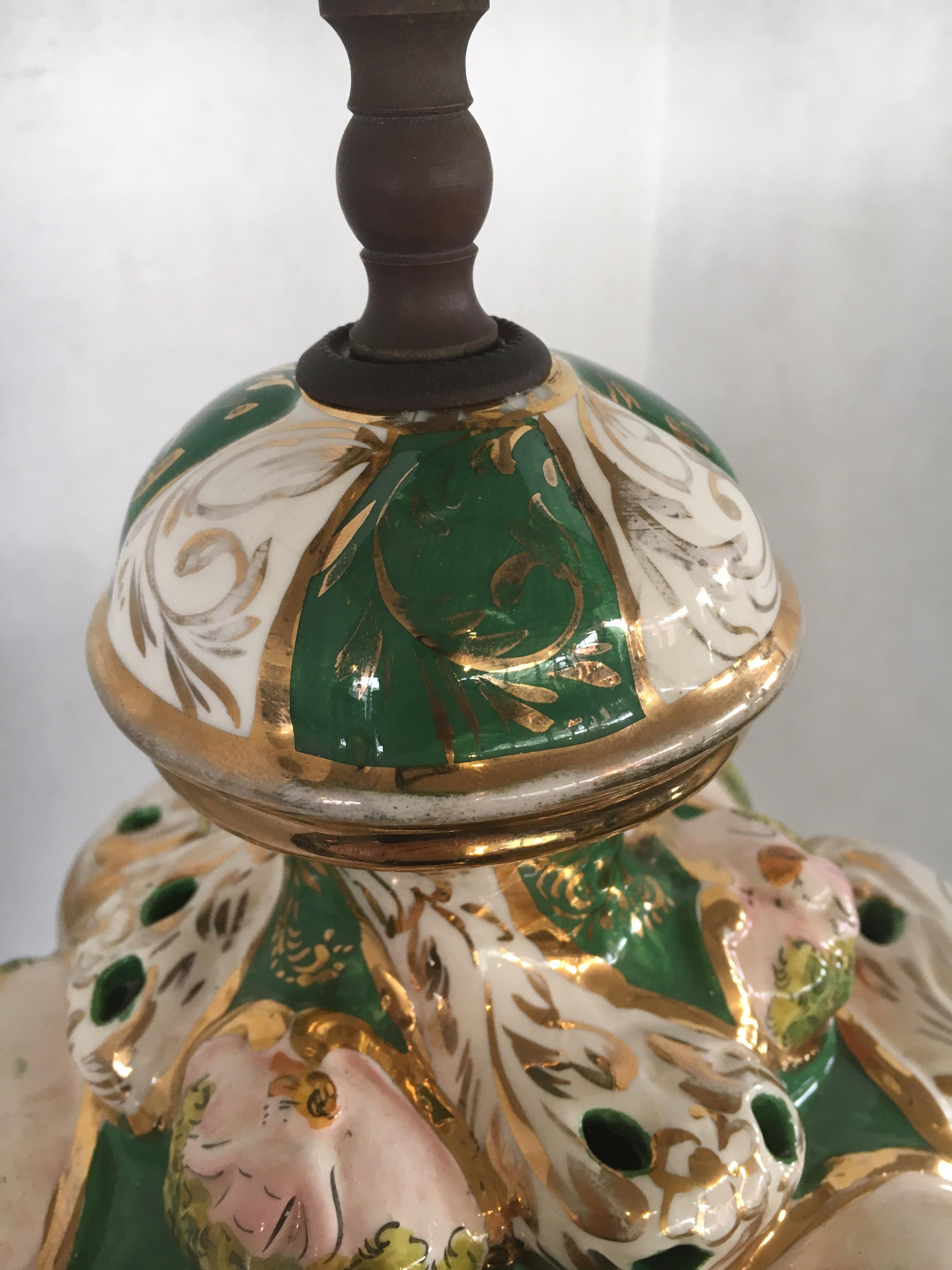 Ornate Porcelain Table Lamp Made in Italy 7