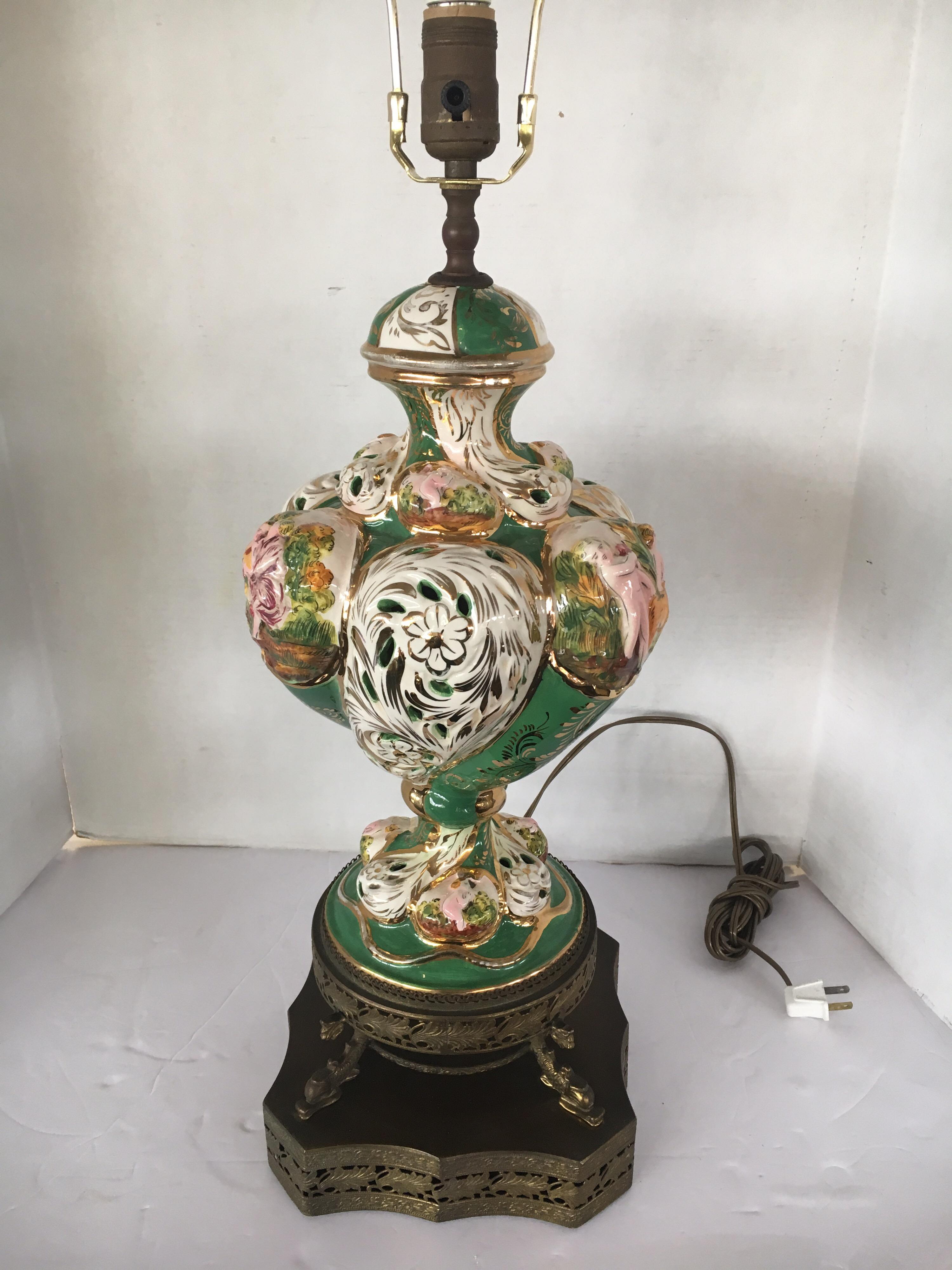 Ornate Porcelain Table Lamp Made in Italy 10