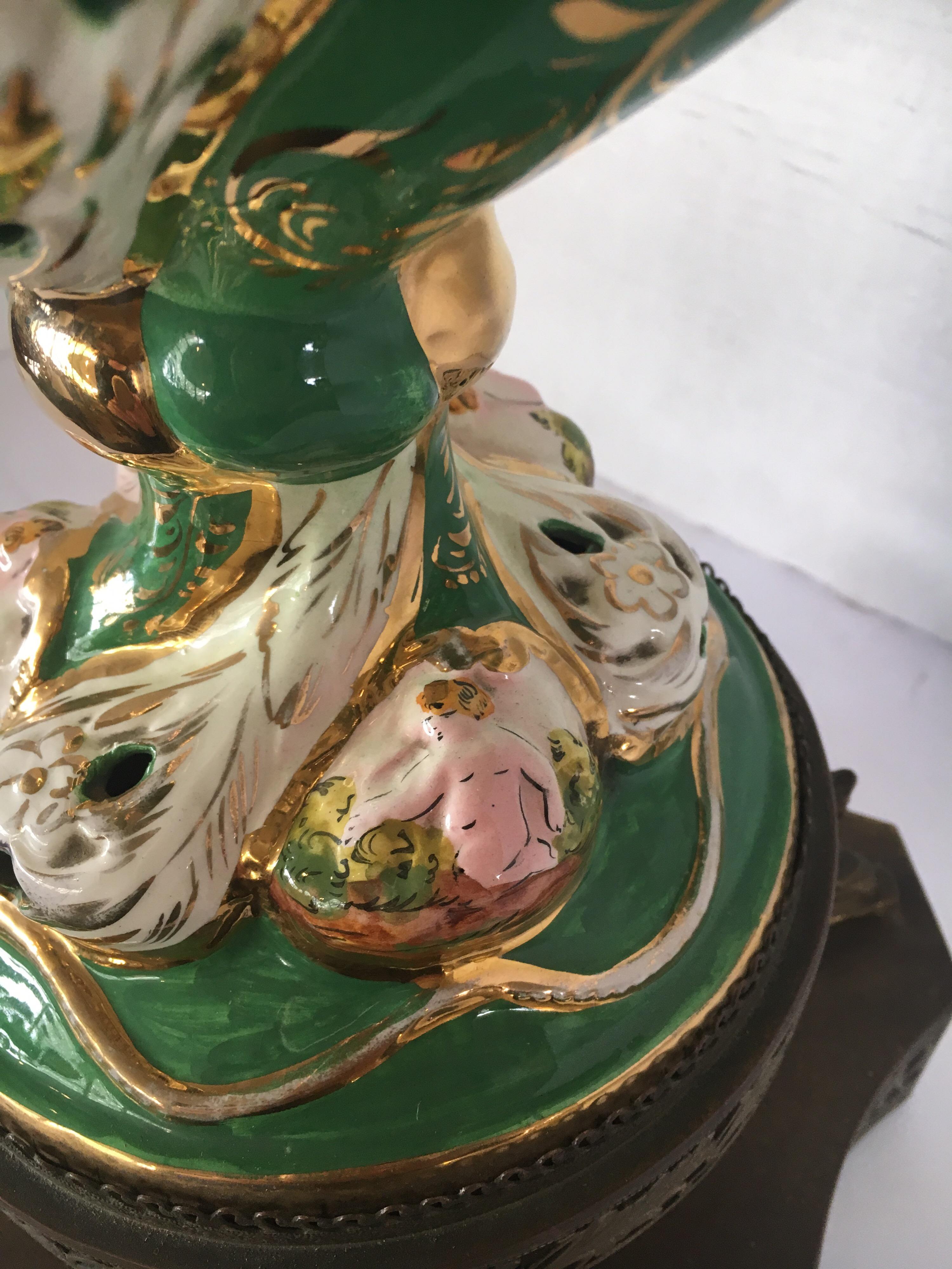 Ornate Porcelain Table Lamp Made in Italy In Good Condition In West Hartford, CT