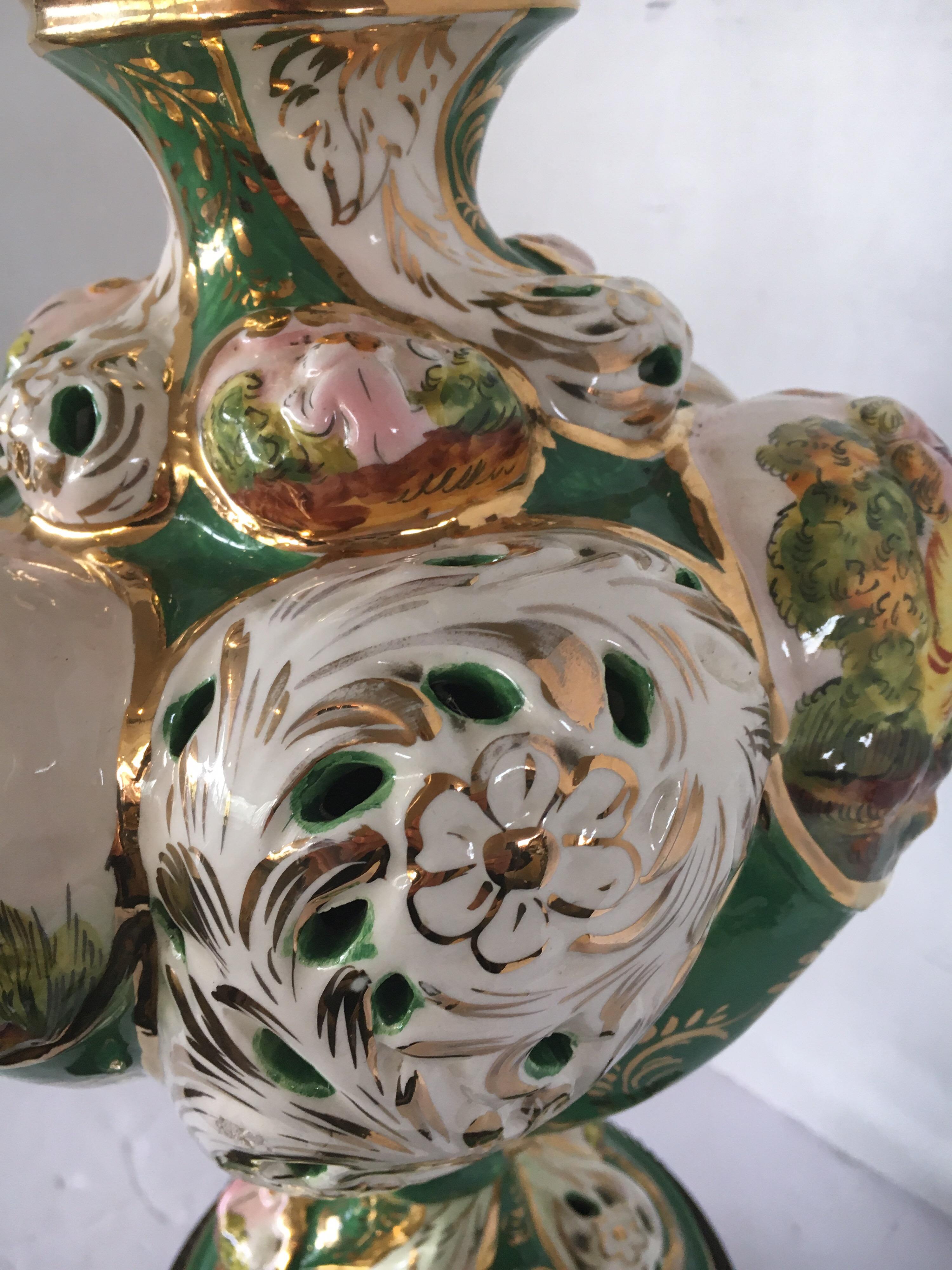 Mid-20th Century Ornate Porcelain Table Lamp Made in Italy