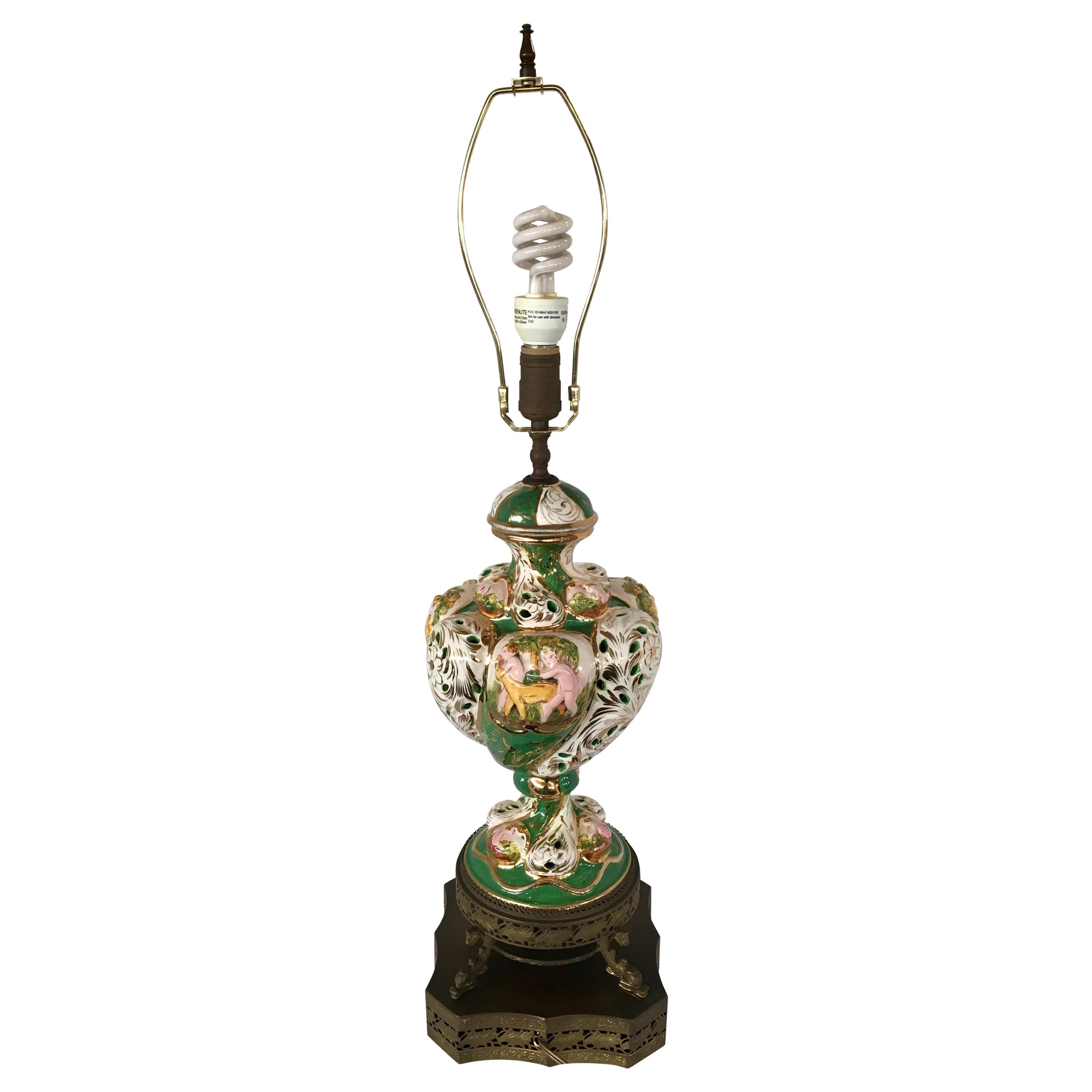Ornate Porcelain Table Lamp Made in Italy