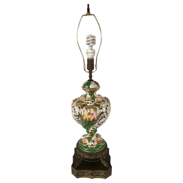 Ornate Porcelain Table Lamp Made in Italy For Sale at 1stDibs