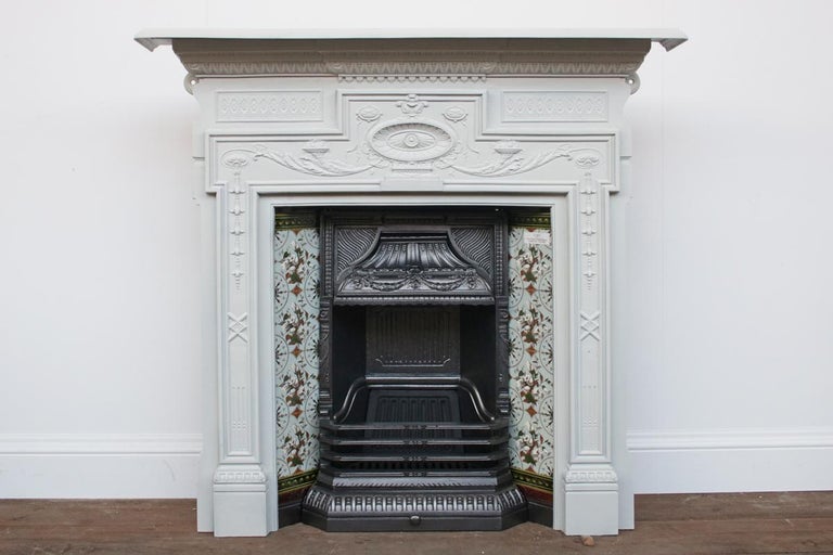 Ornate Reclaimed Late Victorian Cast Iron and Tiled Combination ...