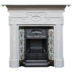 Ornate Reclaimed Late Victorian Cast Iron and Tiled Combination Fireplace