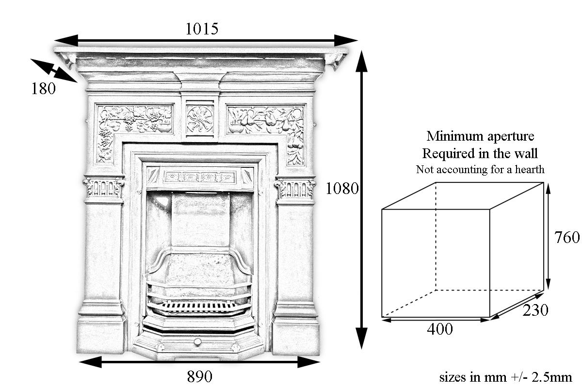 English Ornate Reclaimed Victorian Cast Iron Combination Fireplace