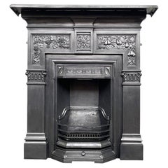 Ornate Reclaimed Victorian Cast Iron Combination Fireplace