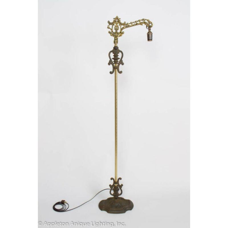 Ornate Rococo Revival Bridge Lamp with Pleated and Ruched off White ...