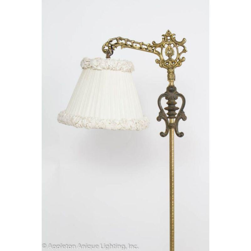 Ornate Rococo Revival Bridge Lamp with Pleated and Ruched off White ...