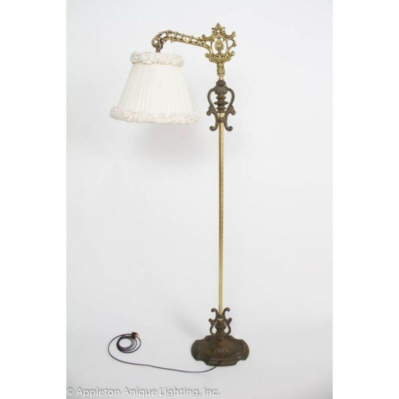 Ornate Rococo Revival Bridge Lamp with Pleated and Ruched off White ...