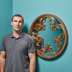 Ornate Round Antique Wrought Iron Mirror