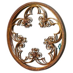 Ornate Round Antique Wrought Iron Mirror