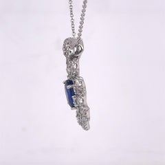 Ornate Sapphire and Diamond Pendant Necklace