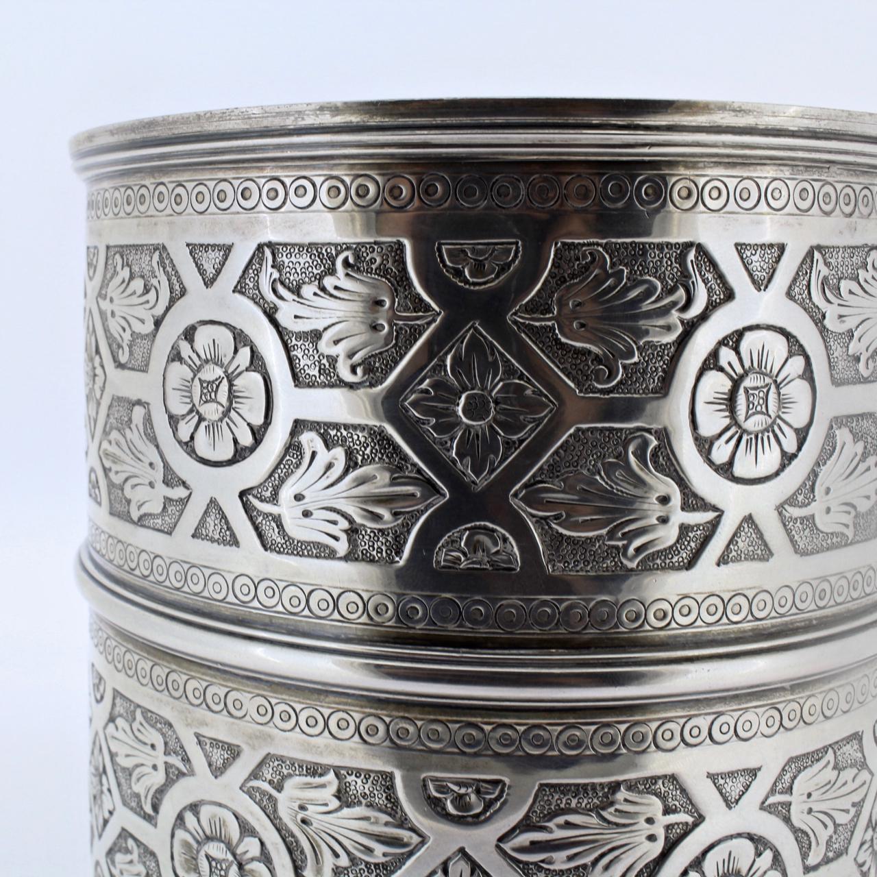 Ornate Sarmento Portuguese Solid Silver Covered Dresser Box or Humidor 5
