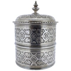 Ornate Sarmento Portuguese Solid Silver Covered Dresser Box or Humidor