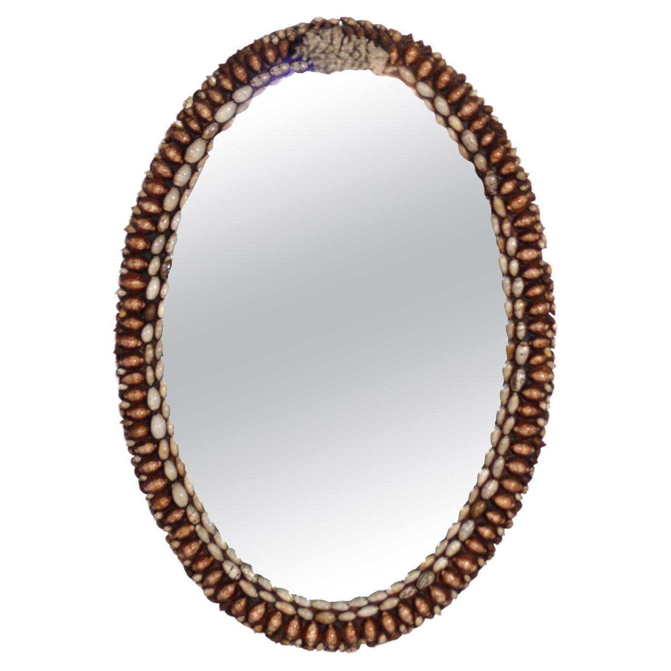 Ornate Seashell Mirror 33"H x 23"W Circa 1950s