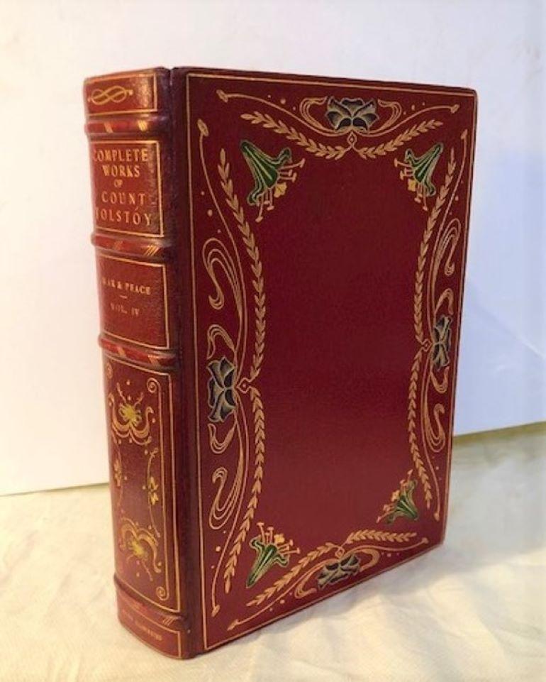 Ornate Set of the Complete Works of Count Tolstoy In Good Condition For Sale In London, GB