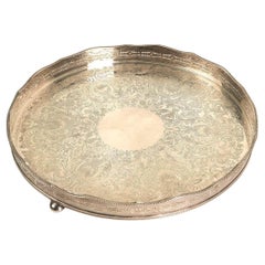 Vintage Ornate Silver-Plated Engraved Serving Tray