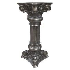 Ornate Silvered Column Pedestal Stand