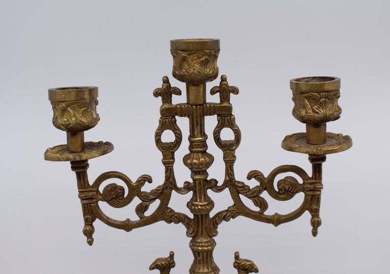 Ornate Solid Brass Mid 20th c. Candelabra For Sale 1