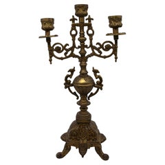 Ornate Solid Brass Mid 20th c. Candelabra