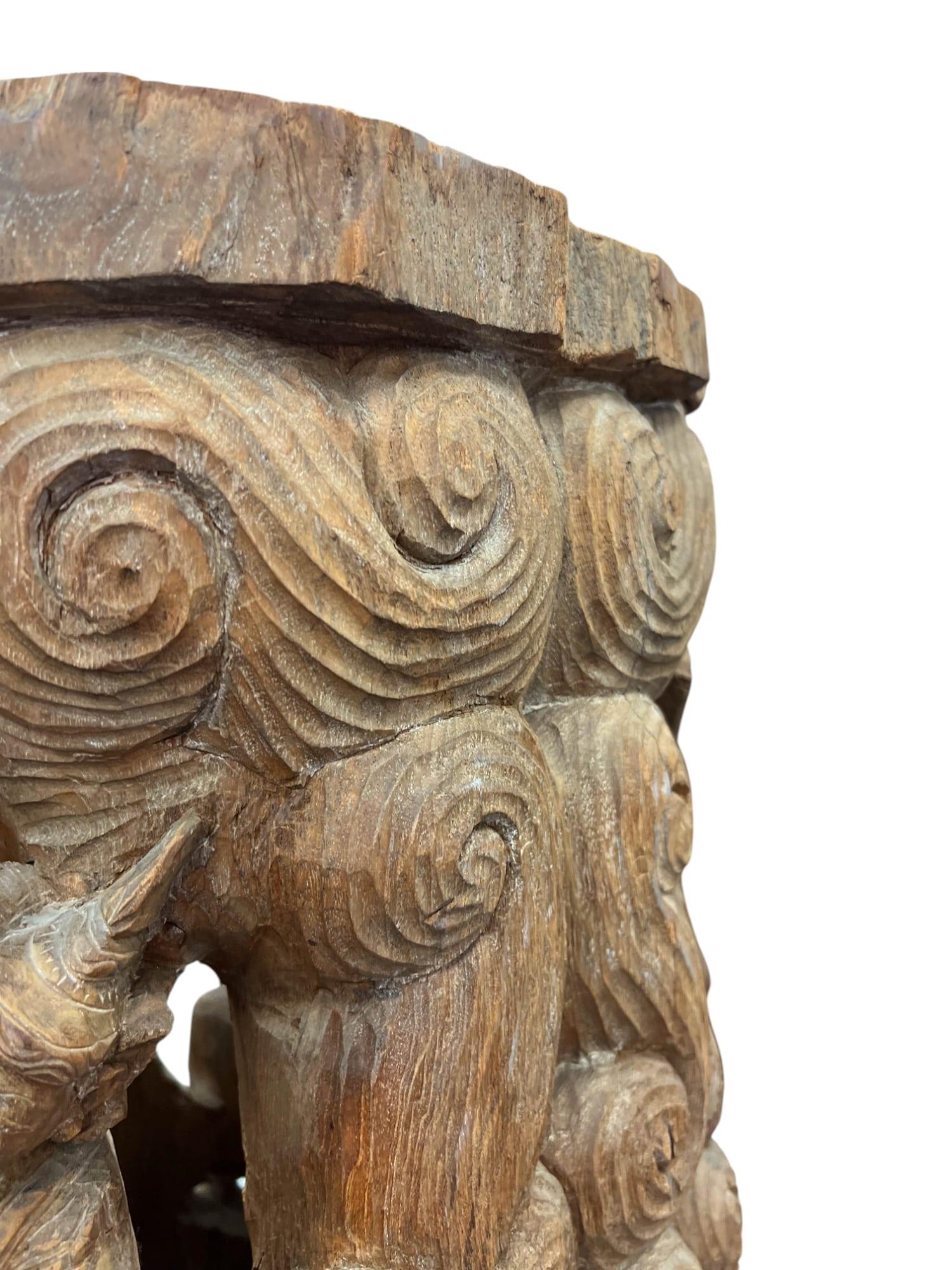 19th Century Carved Teak Thai Temple Fragment  – Architectural Element For Sale