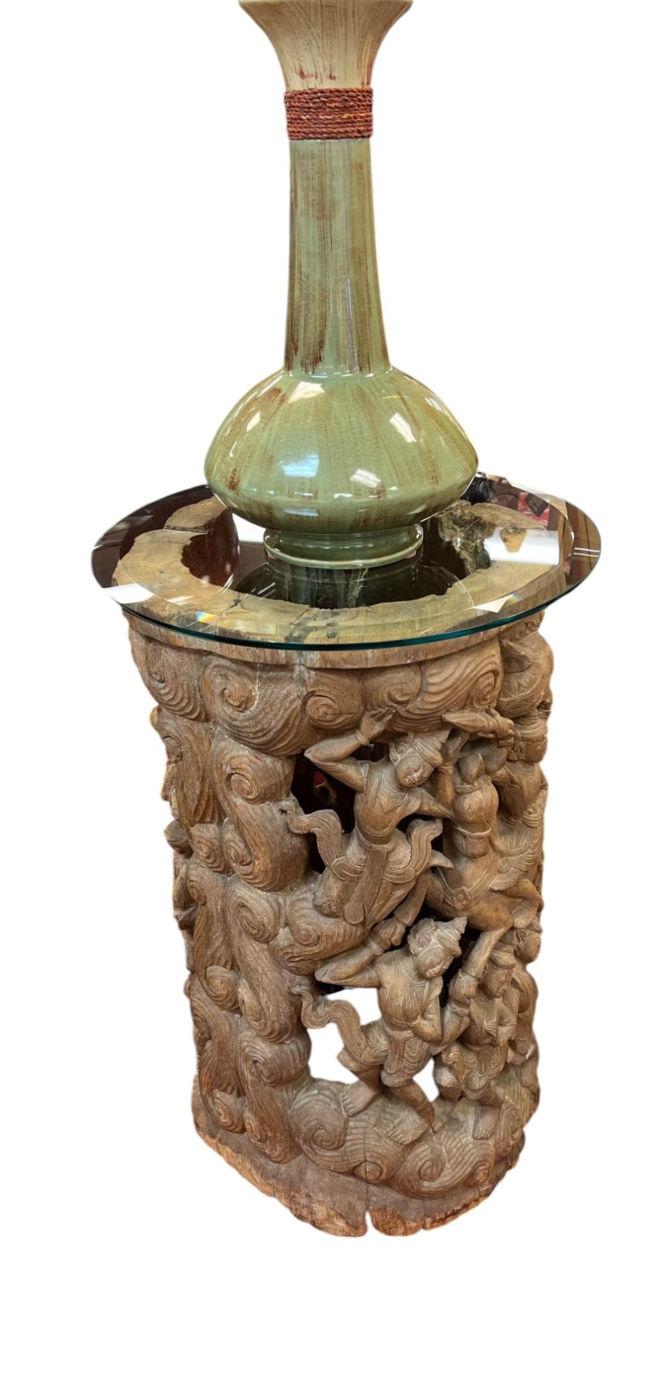 Hand-Carved Carved Teak Thai Temple Fragment  – Architectural Element For Sale