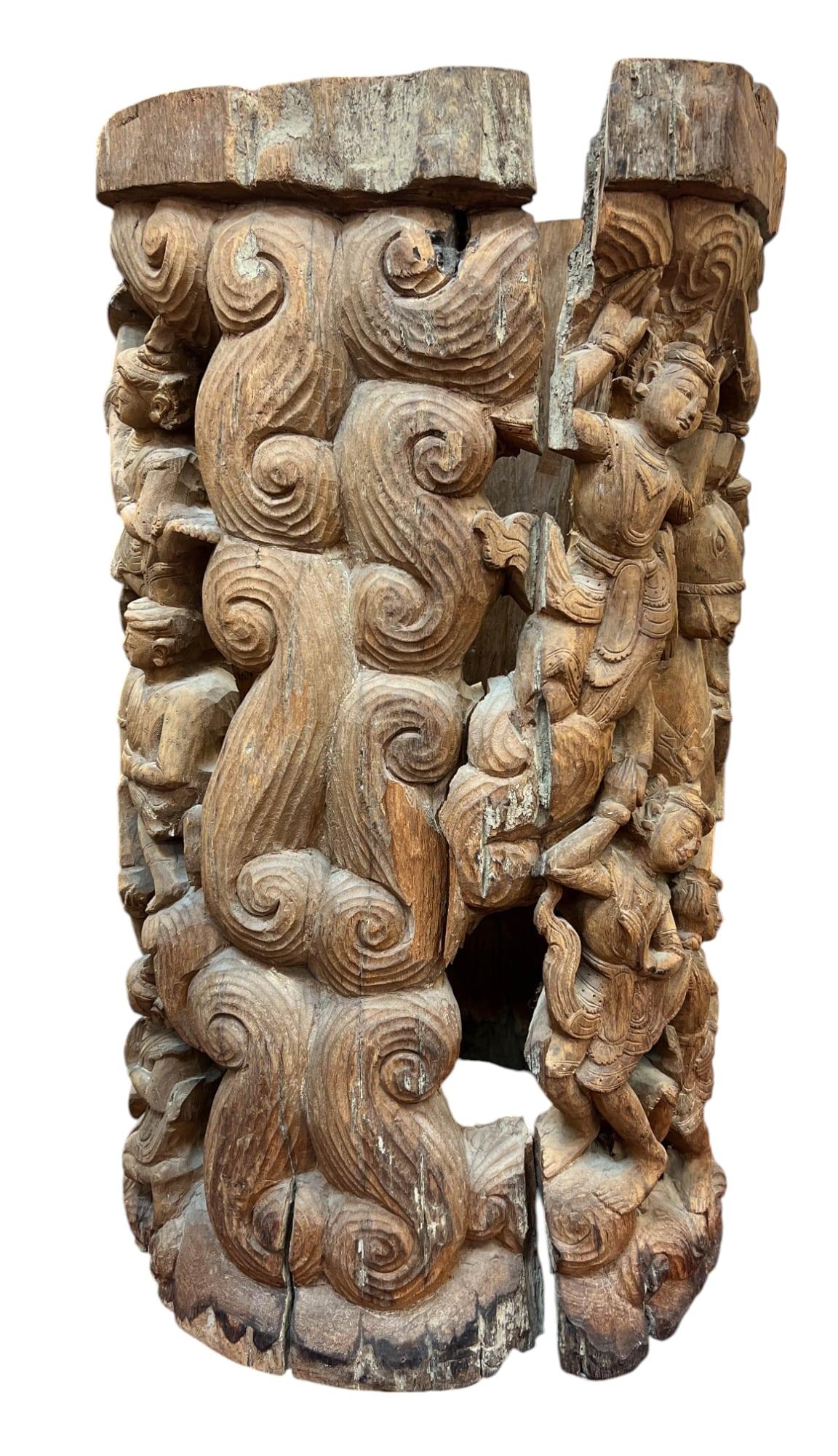 Carved Teak Thai Temple Fragment  – Architectural Element For Sale 5