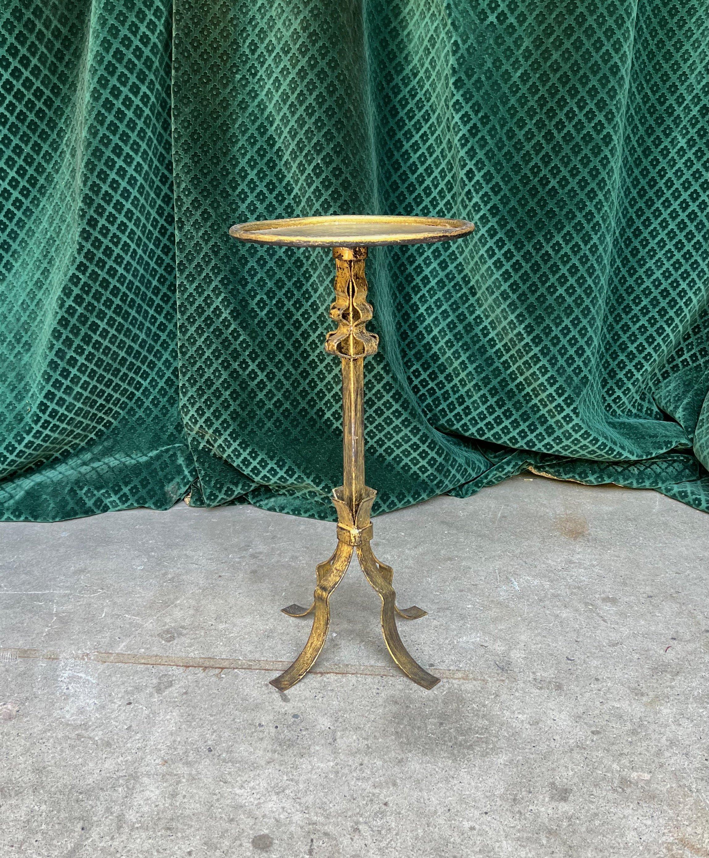  Ornate Spanish 1950s Patinated Gilt Drinks Table  9