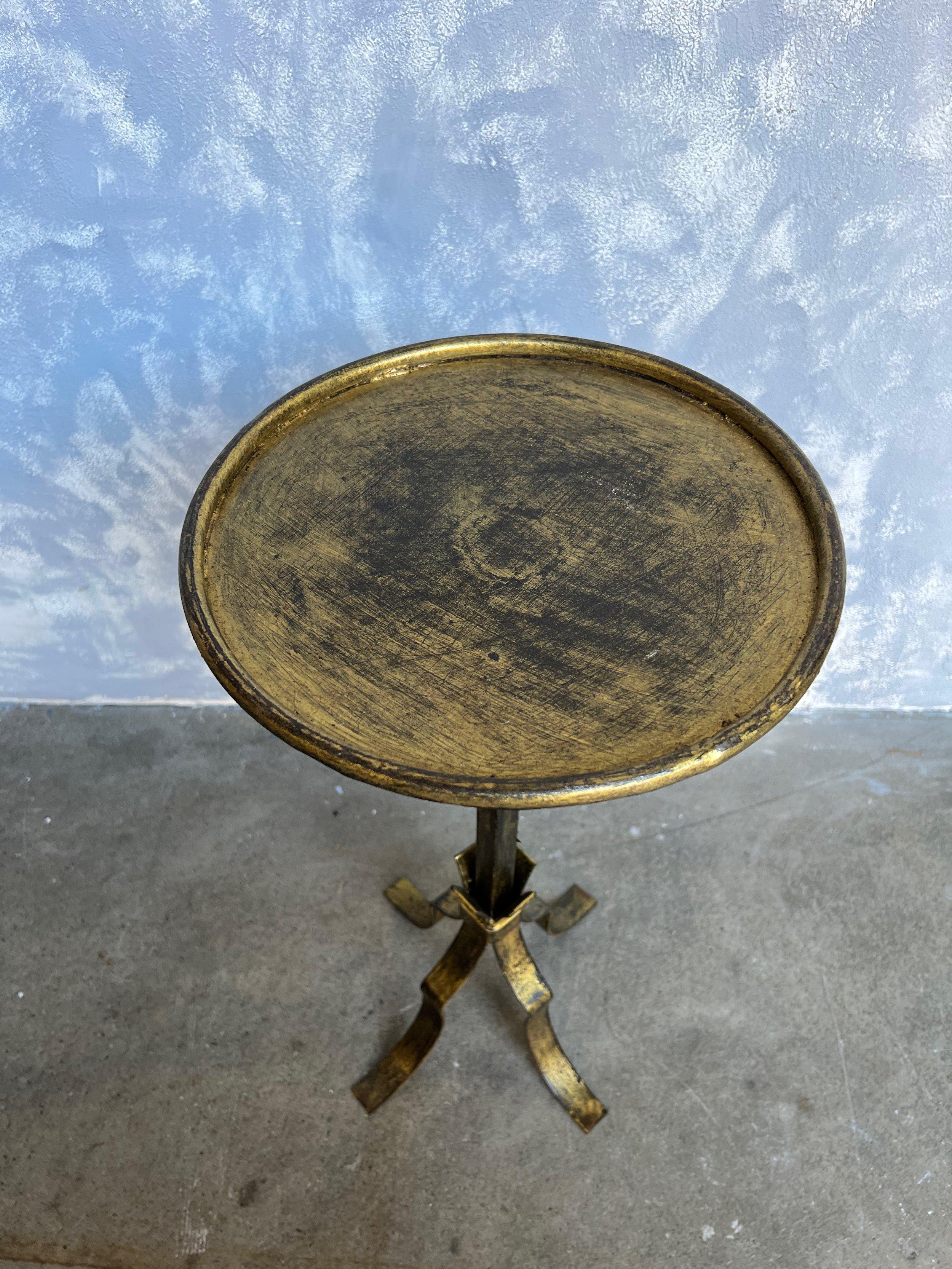  Ornate Spanish 1950s Patinated Gilt Drinks Table  2