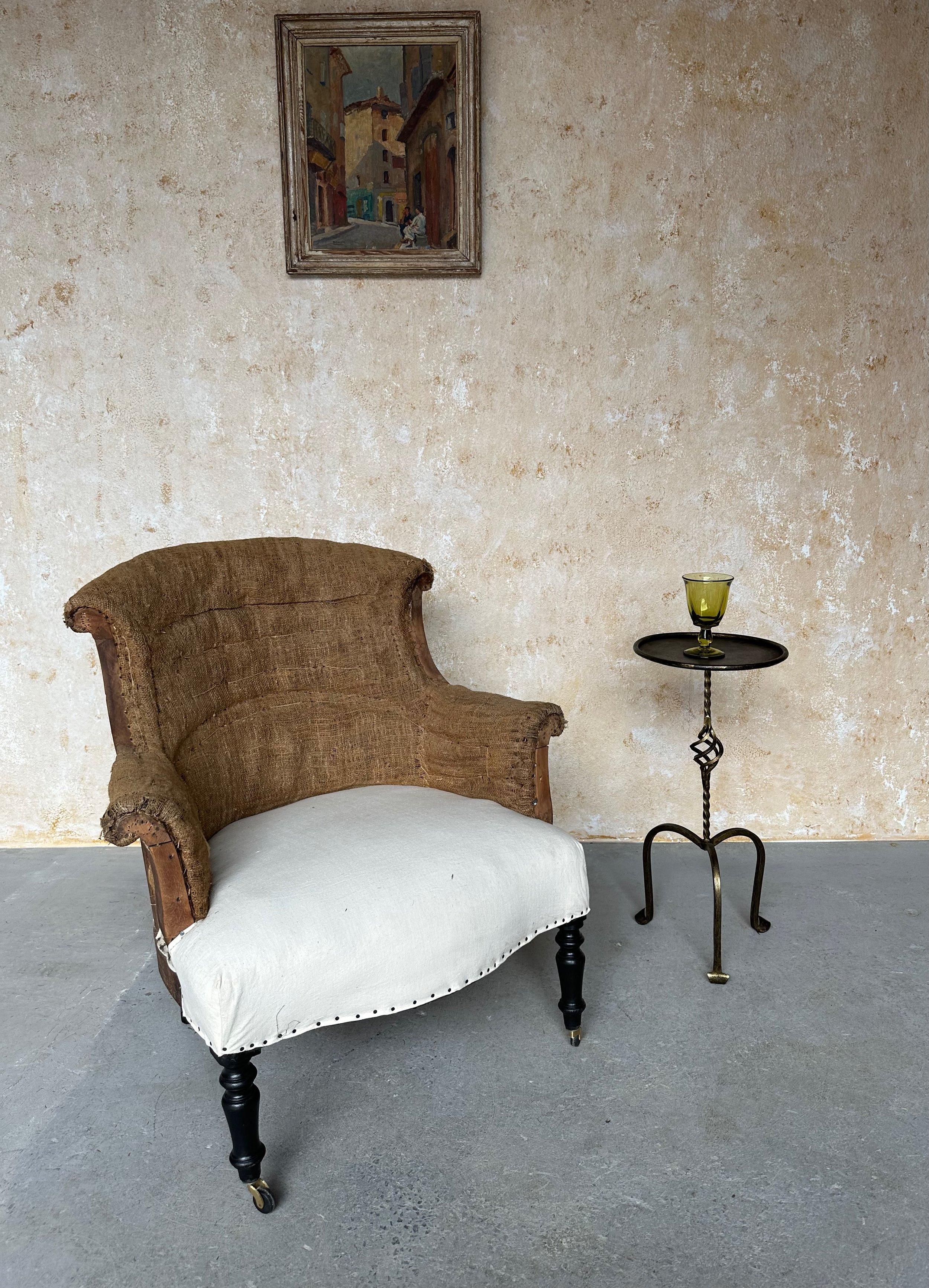 Mid-Century Modern Ornate Spanish Drinks Table with Twisted Stem