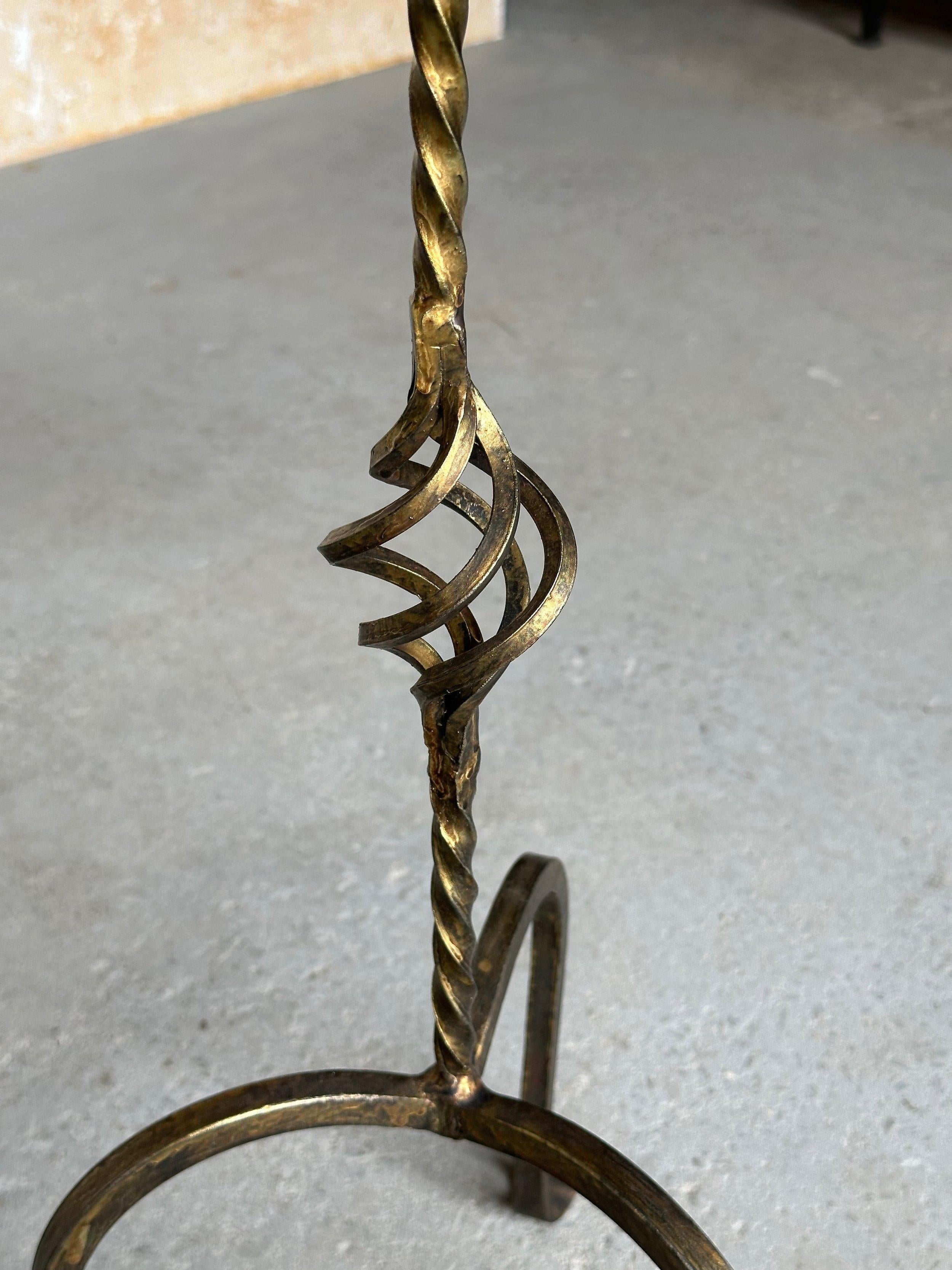 Gilt Ornate Spanish Drinks Table with Twisted Stem