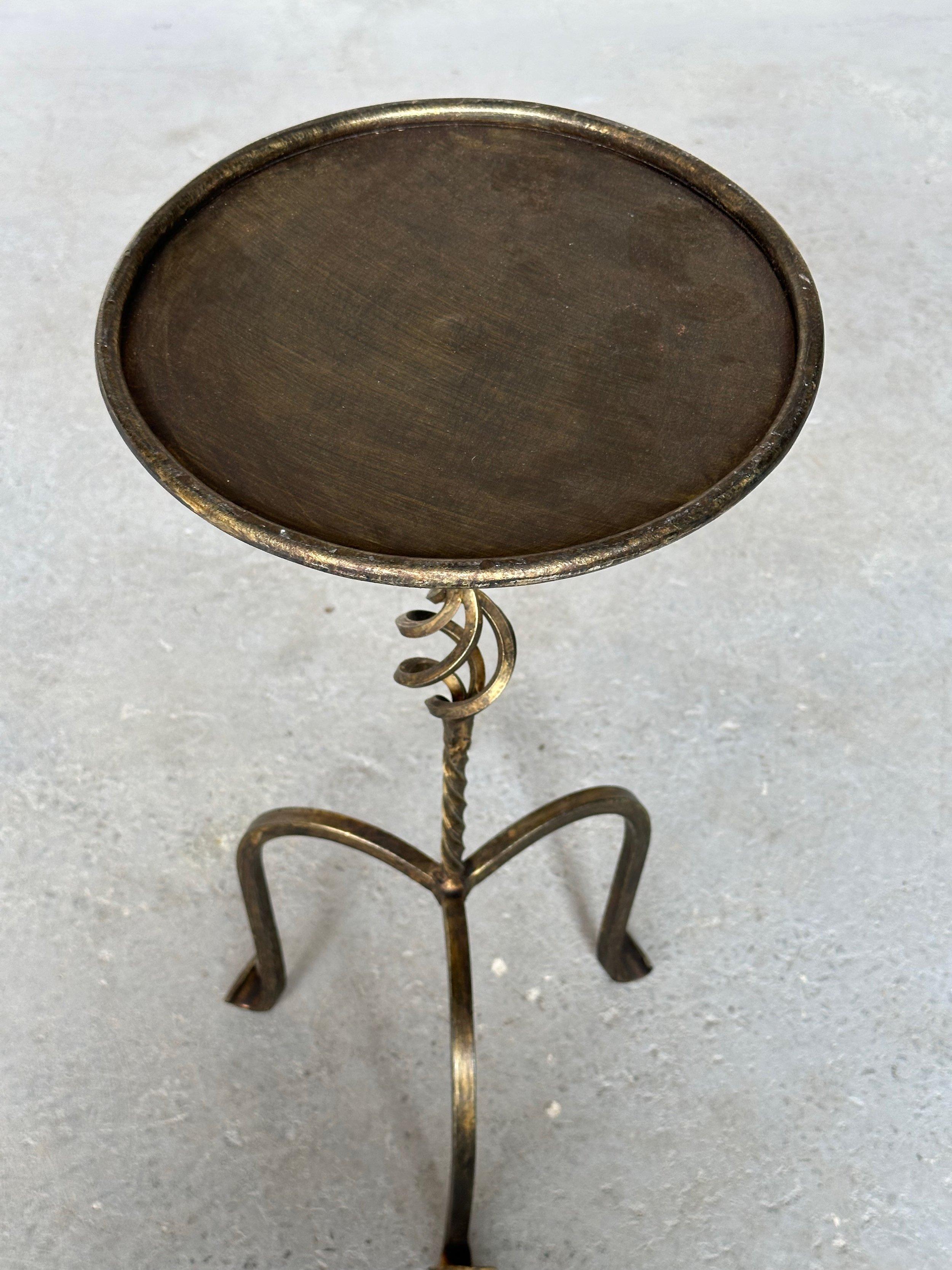 Iron Ornate Spanish Drinks Table with Twisted Stem