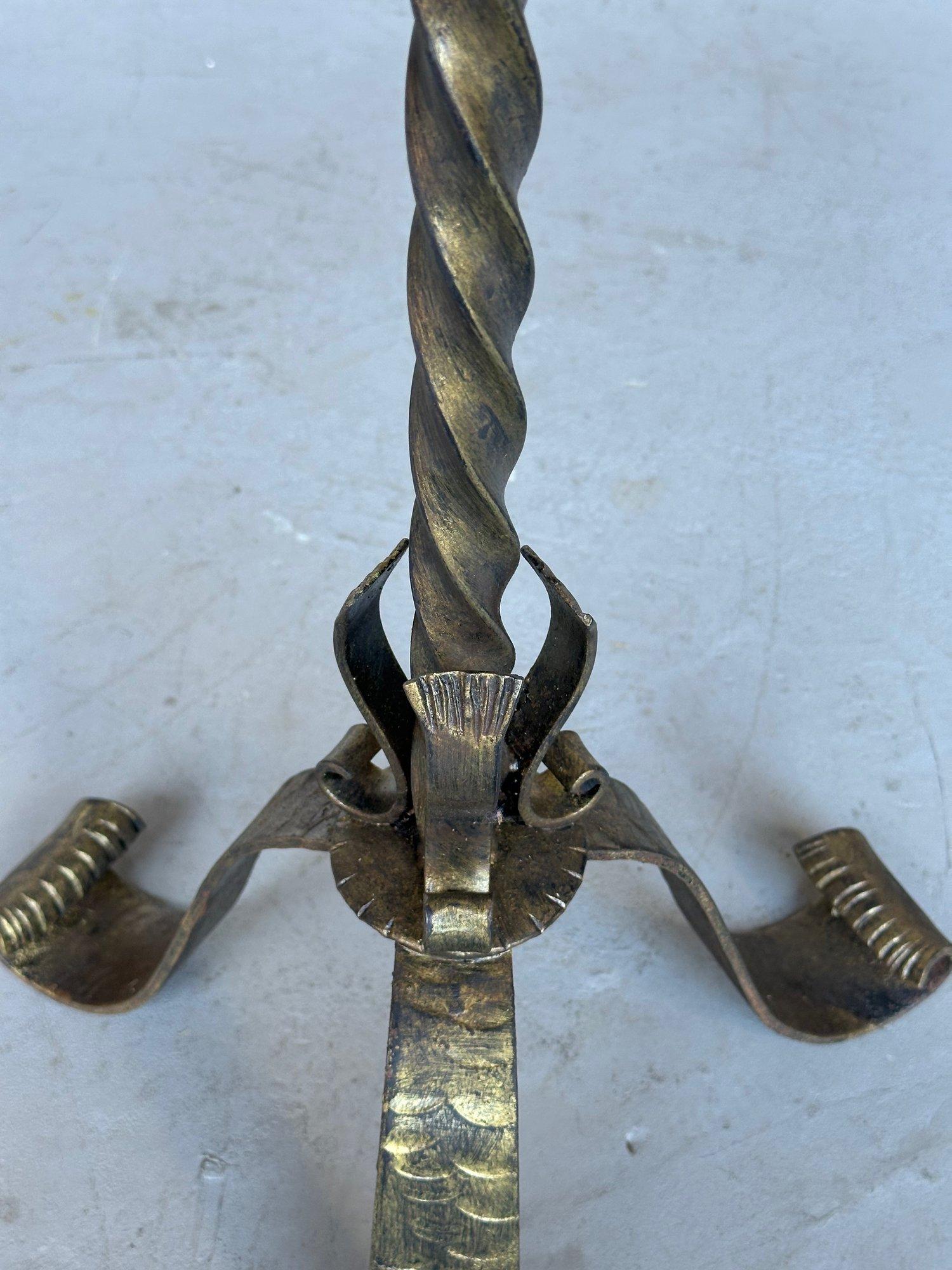 Ornate Spanish Iron Drinks Table with a Twisted Stem For Sale 4