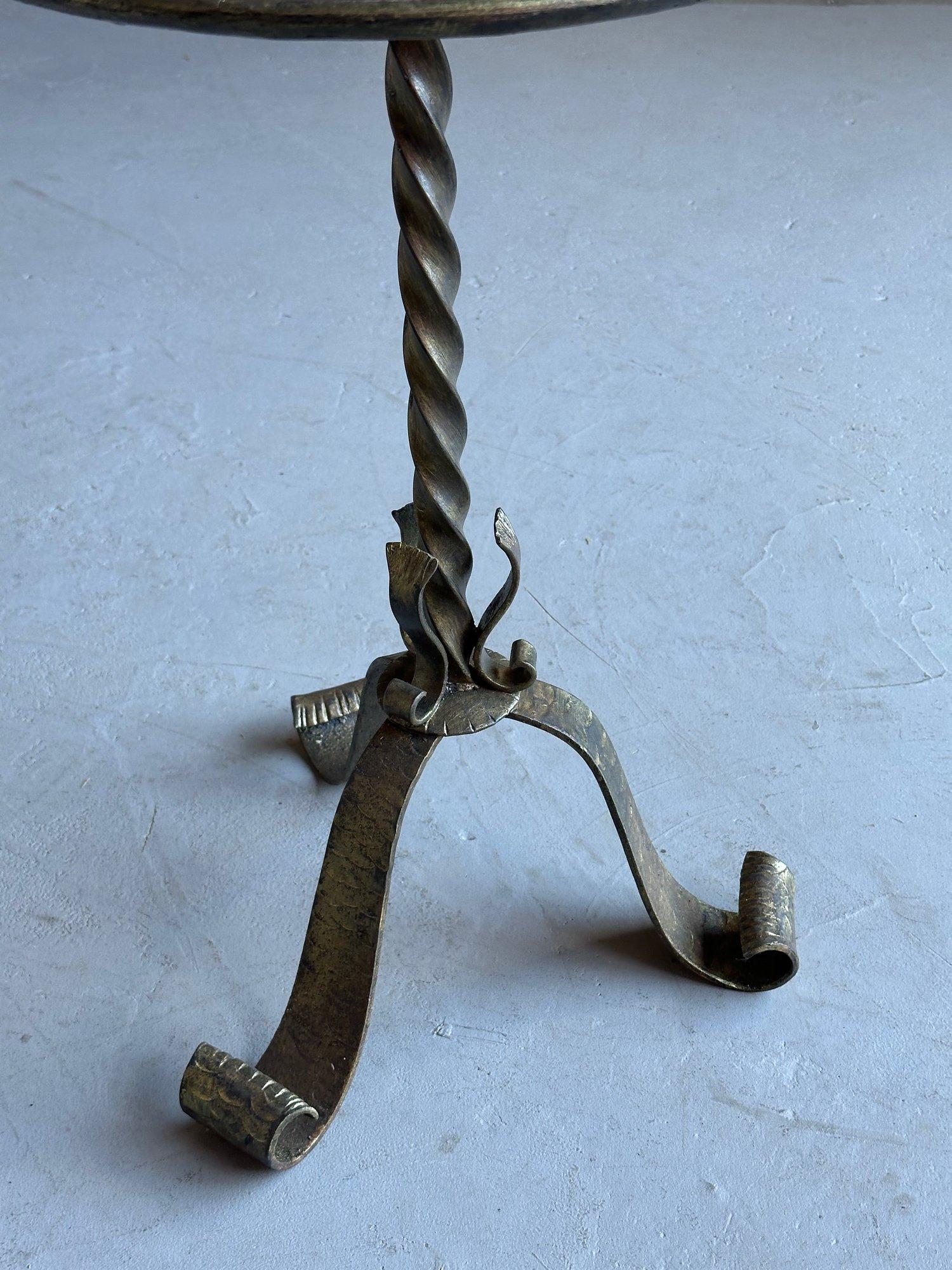 Ornate Spanish Iron Drinks Table with a Twisted Stem For Sale 6