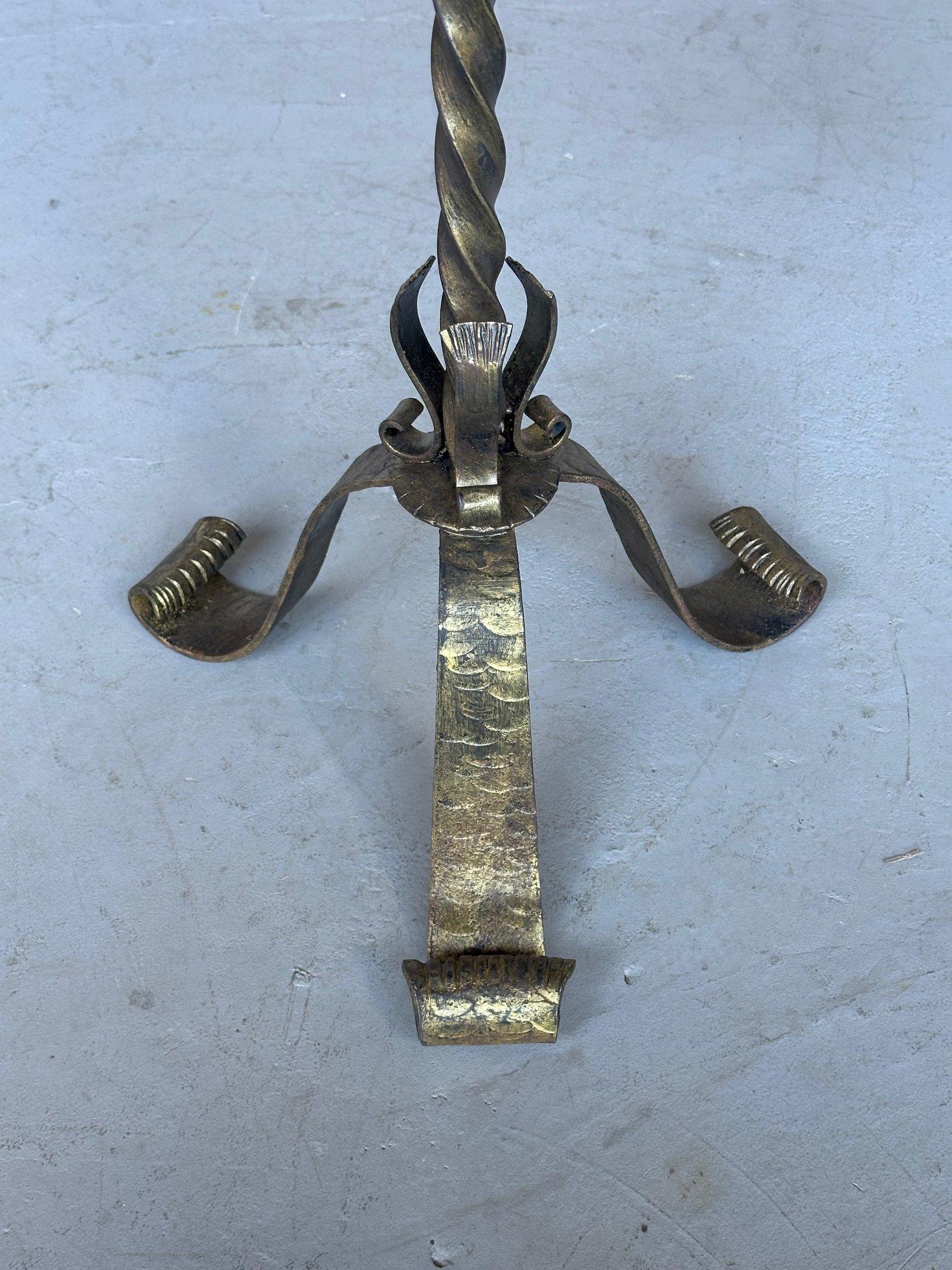 Ornate Spanish Iron Drinks Table with a Twisted Stem For Sale 1