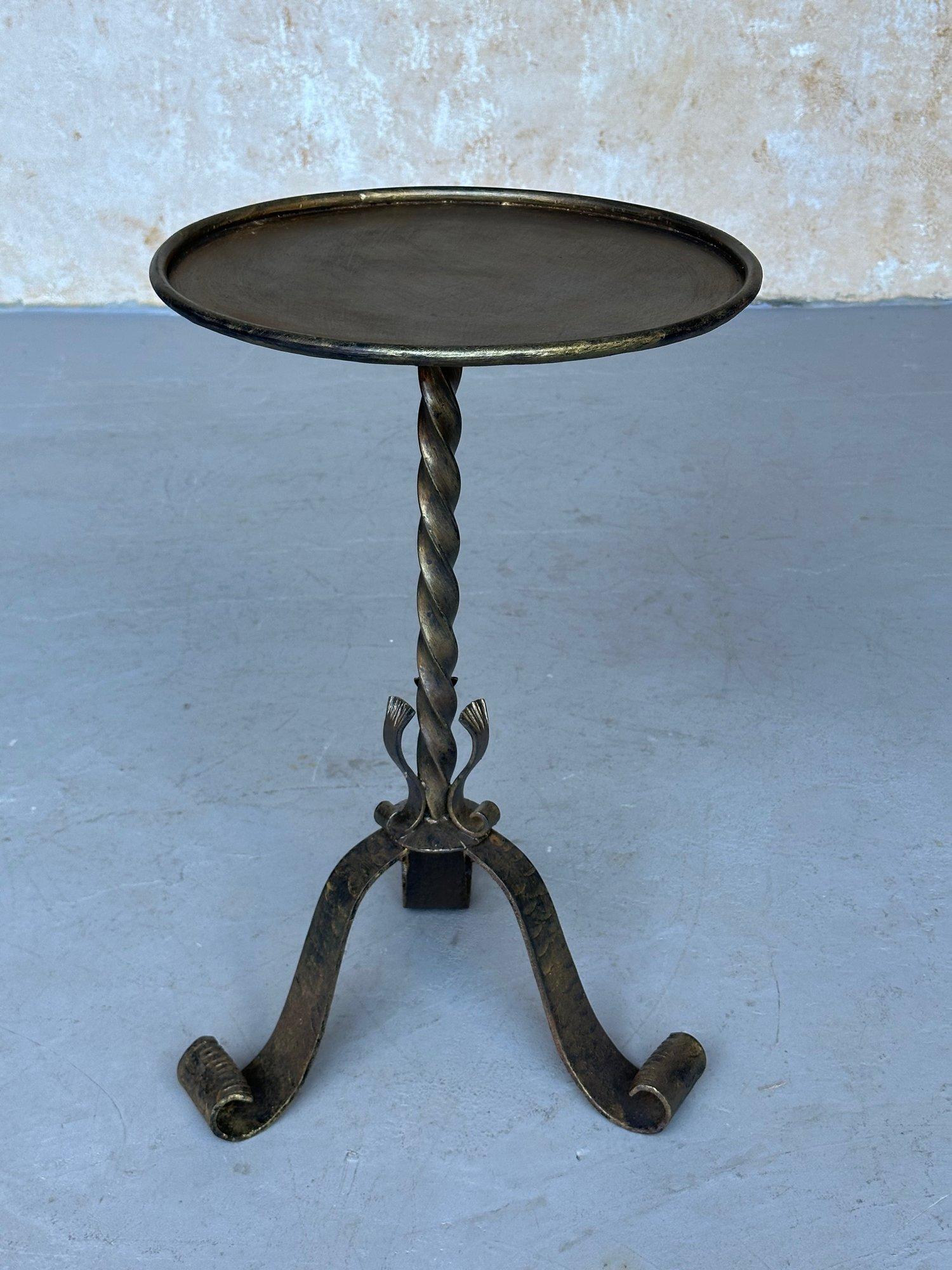 Ornate Spanish Iron Drinks Table with a Twisted Stem For Sale 2