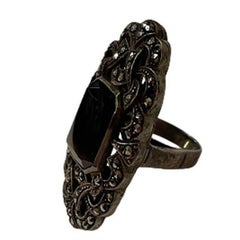 Ornate Sterling Silver and Marcasite Ring