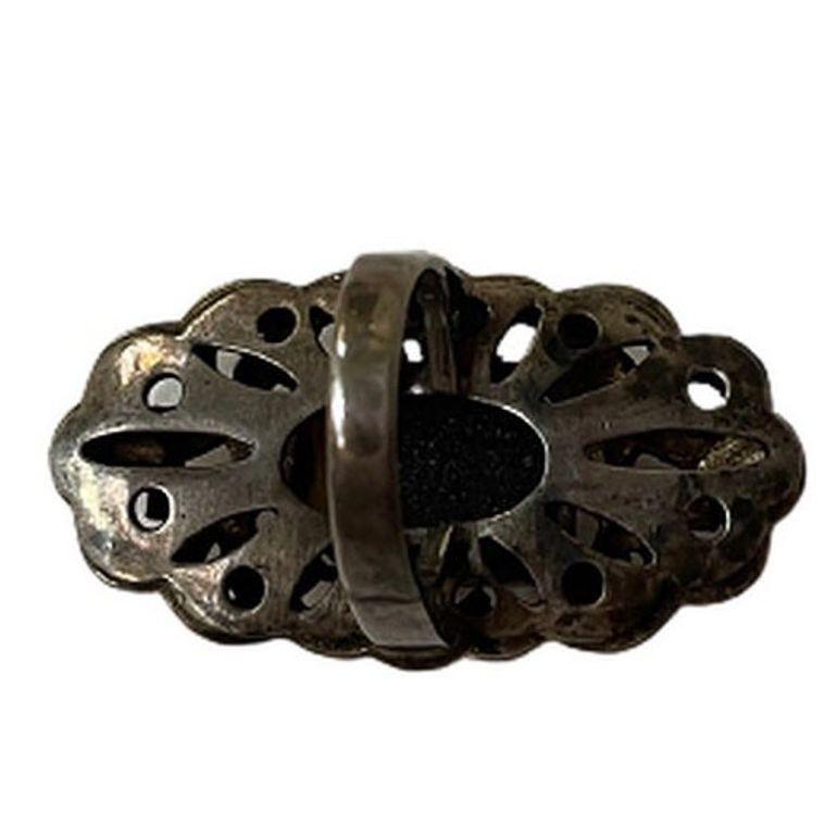 Ornate Sterling Silver and Marcasite Ring For Sale 2