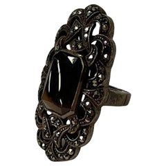 Antique Ornate Sterling Silver and Marcasite Ring