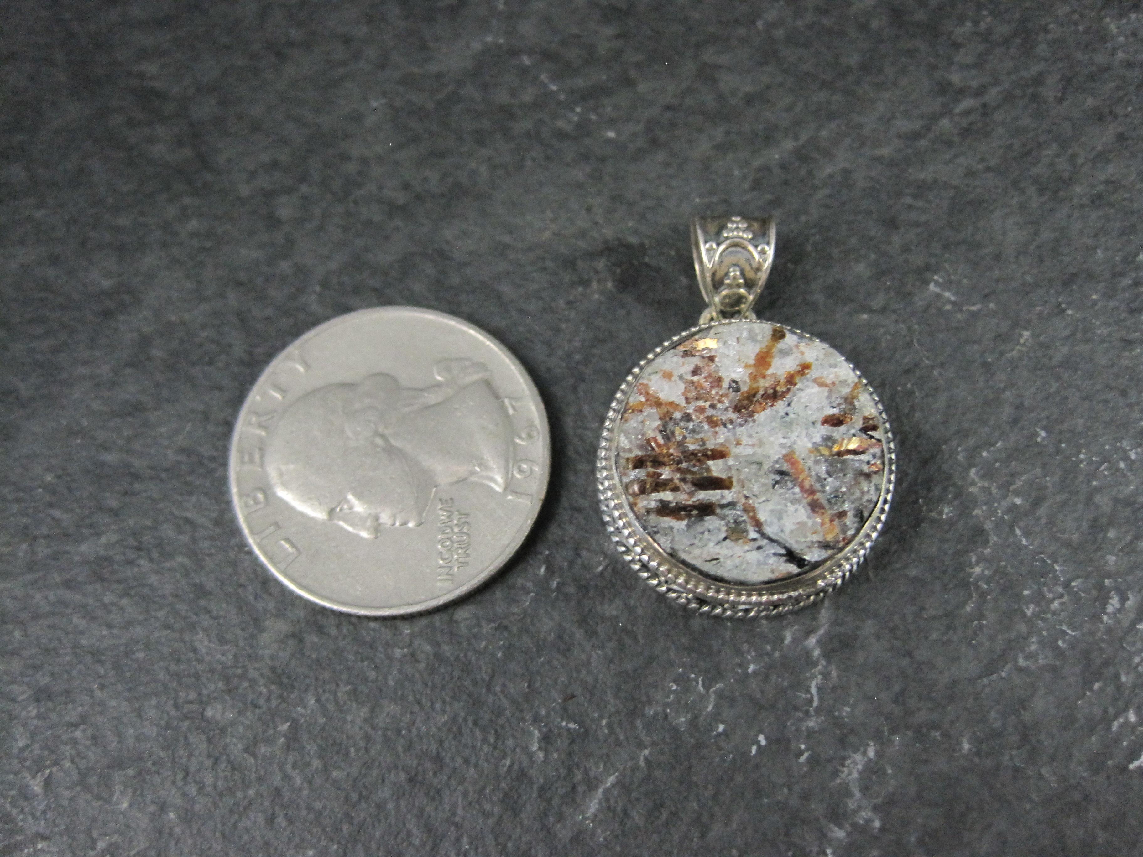 Ornate Sterling Silver Astrophyllite Pendant In Excellent Condition For Sale In Webster, SD