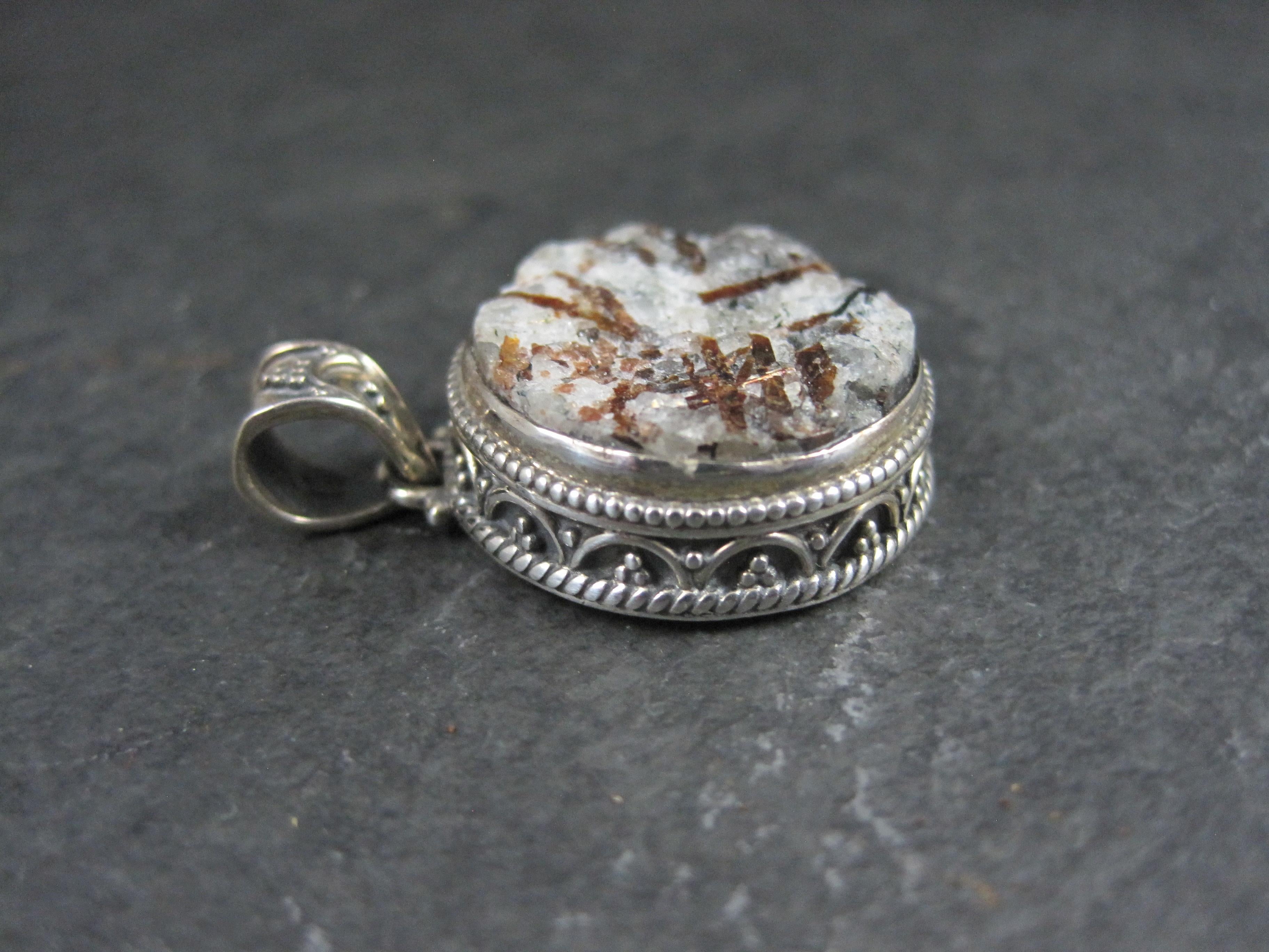 Ornate Sterling Silver Astrophyllite Pendant For Sale 1