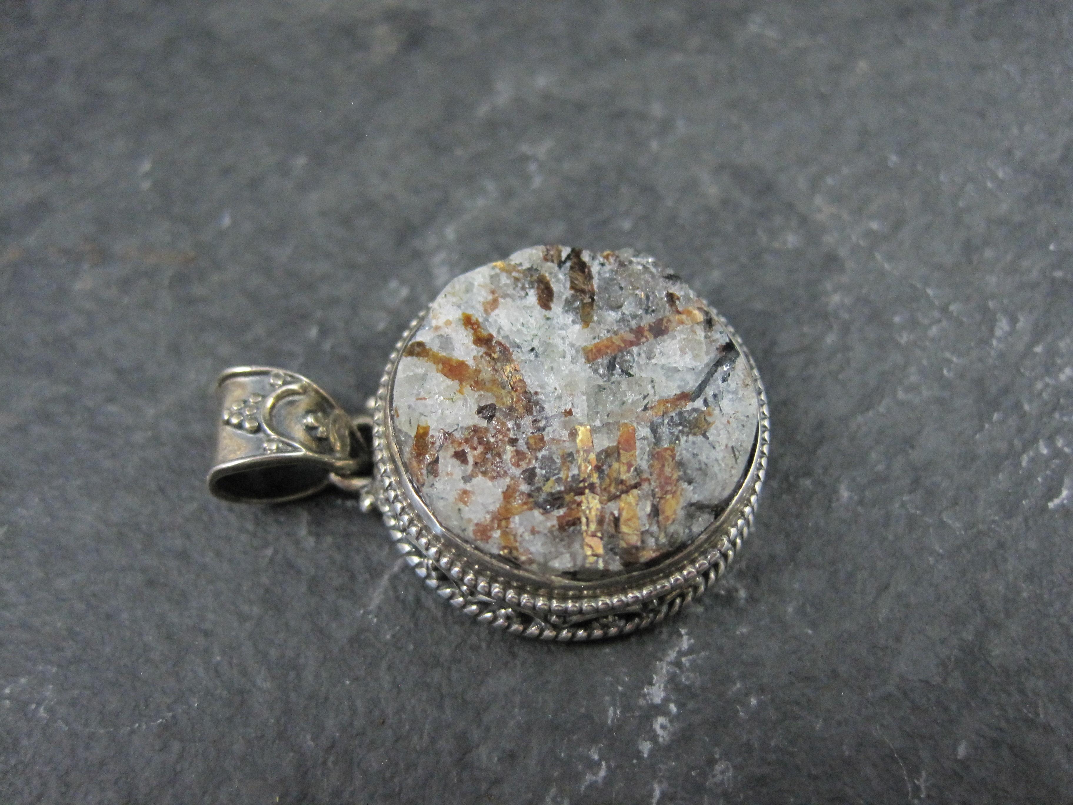 Ornate Sterling Silver Astrophyllite Pendant For Sale 2