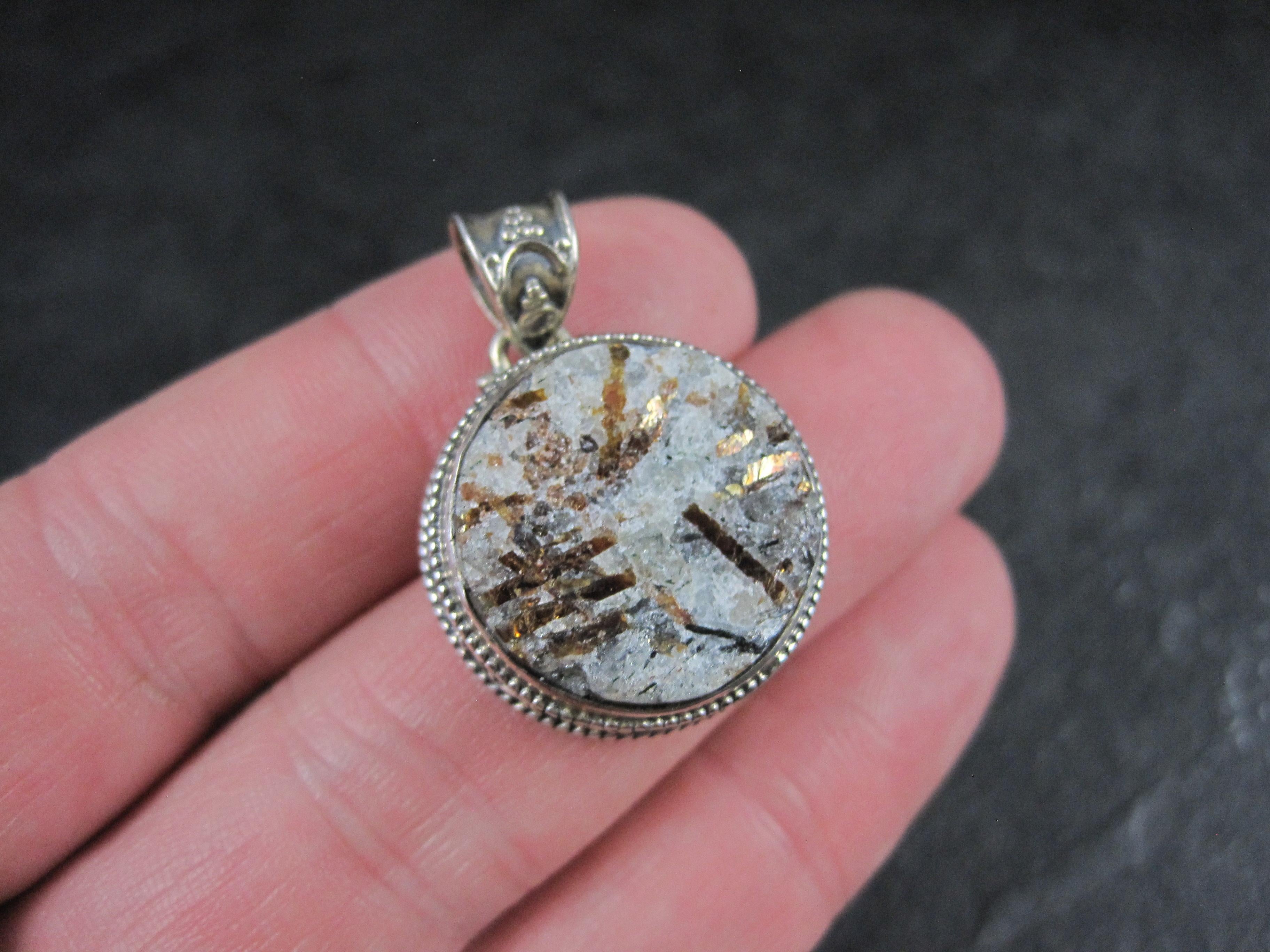 Ornate Sterling Silver Astrophyllite Pendant For Sale 4