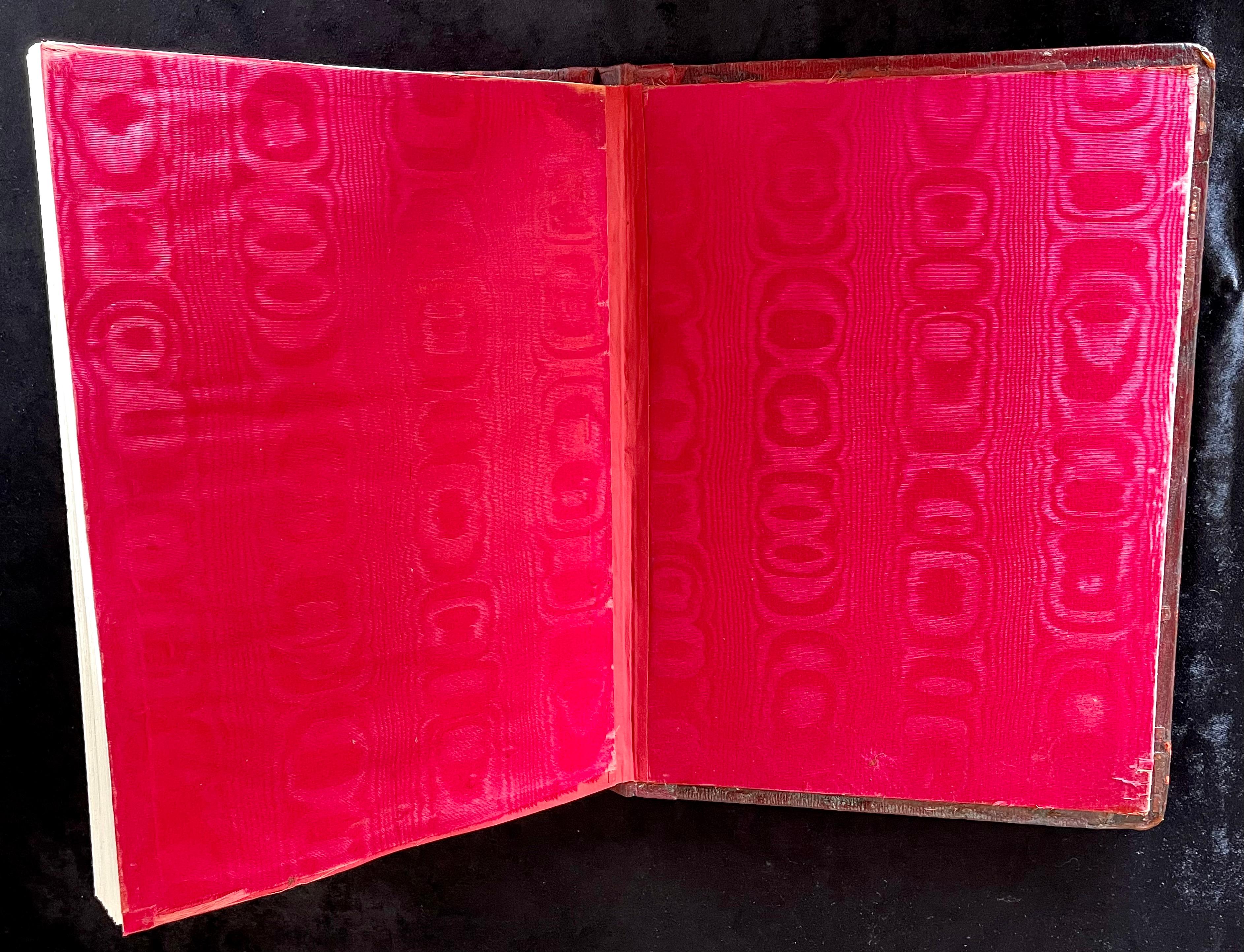 Ornate Sterling Silver Book Cover Photo Scrap Album w Red Leather Interior 7